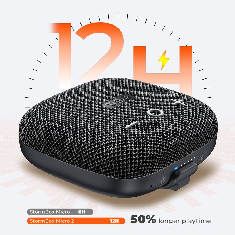 Tribit StormBox Micro 2 Wireless Portable Speaker: 10W Loud Deep Bass Sound, IP67 Waterproof Bike Speaker with Bluetooth 5.3, 12H Playtime, TWS Pairing for Camping Travel Hiking - Image 2
